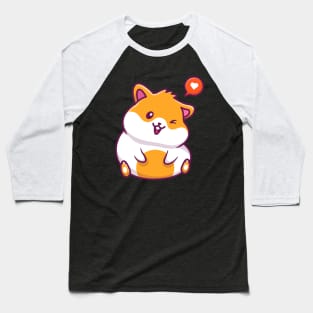 Cute Hamster Sitting With Speech Bubble Love Cartoon Baseball T-Shirt